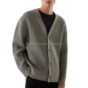 Cárdigan de Punto de Lana/Acrílico de Manga Larga, Color Sólido, Casual, para Otoño/Invierno, con Botones Cubiertos, para Hombre, de la Mejor Calidad, Nueva Llegada - Product Image 4