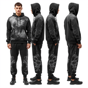 Chándal de Lujo para Hombre con Lavado Ácido y Diseño Gráfico Shadow Storm, en Algodón Premium de Alto Gramaje, Estilo Urbano - Product Image 3