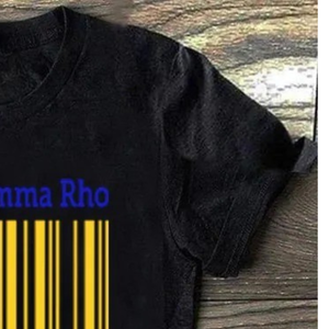 Camiseta negra de manga corta con estampado de código de barras, camiseta gráfica informal cómoda con cuello redondo de la hermandad Sigma Gamma Rho, moda griega - Product Image 5