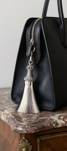 <b>Key</b> <b>Tassel</b> Decorative Beaded Fringe 100% Rayon Black White Gray - Product Image 6