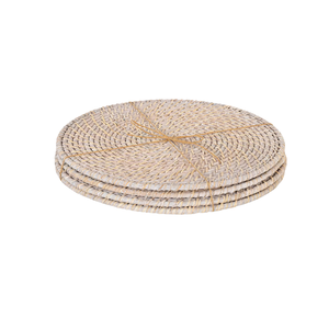 Scandi-Boho Rattan Placemat Hand-Made Round Table Mat for Minimalist Home Decor Natural <b>Woven</b> Fiber Underplate - Product Image 1