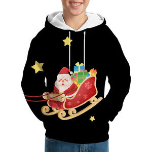Sweat-shirt blanc avec imprimé de Père Noël, poche avant, coupe classique, unisexe, vêtements décontractés d'hiver, tricot en coton - Product Image 4
