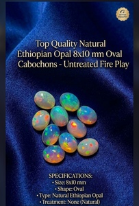 Opale d'Éthiopie naturelle 8x10 mm, cabochon, pierre précieuse en vrac, opale Welo, opale nid d'abeille, pour la fabrication de bijoux - Product Image 2