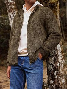 Veste en fourrure de renard pour homme, col montant, fermeture à bouton unique, manches classiques, couleur unie, parka épaisse, coupe ample, rembourrage en duvet - Product Image 4