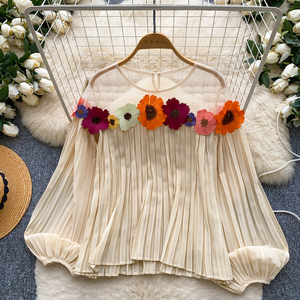 秋のフルスリーブカジュアルブラウス、女性用花柄シャツ、レディースカジュアルトップス、婦人服卸売 - Product Image 4