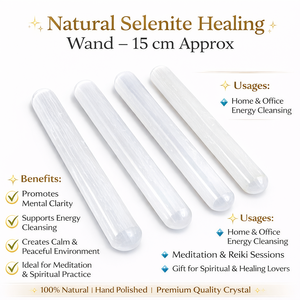 Bâton de Sélénite Naturelle Asy Crystal Export 15cm, Cristal Blanc Portable, Gravé et Sculpté, pour Guérison, Énergie Reiki et Massage - Product Image 4