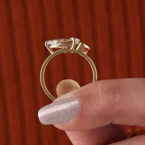 Anillo de Diamante Cultivado en Laboratorio de 1.51CT con Corte de Pera y Corazón, Anillo Sorpresa para Mujer, Oro Sólido de 14K, Joyería Moderna para Regalo de Compromiso para Enamorados - Product Image 2