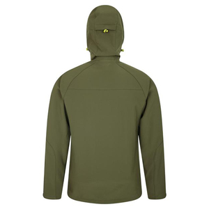 Men's Olive Green <b>Soft</b> <b>Shell</b> <b>Hooded</b> <b>Jacket</b> Zip Fly Water Resistant Outdoor Wear Regular Fit Autumn Polyester Material - Product Image 4