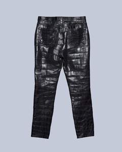 Pantalon en cuir et toile pour homme, best-seller, à boutons, taille haute, poids moyen, confortable, respirant, coupe droite, coupe-vent, style moto - Product Image 2