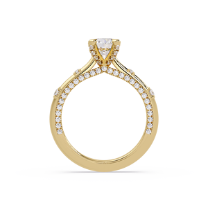 Anillo de Compromiso Clásico Solitario con Diamante Cultivado en Laboratorio de Corte Redondo de 1.00 CT, Certificado IGI, Oro Amarillo de 14k, Anillos de Boda - Product Image 3