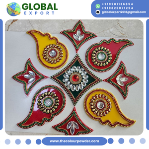 Rangoli Acrílico Multicolor Tradicional con Patrón de Pavo Real, Reutilizable, para Diwali, de Plástico y Polifoam + Cartón, Listo para Usar, Empaquetado a Granel - Product Image 3