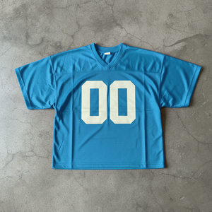Camiseta de Béisbol Personalizada, Azul, Malla, Cuello en V, Manga Corta, Unisex, Absorbe la Humedad, Transpirable, Poliéster, Adulto, Número 00 Impreso en la Parte Delantera - Product Image 4