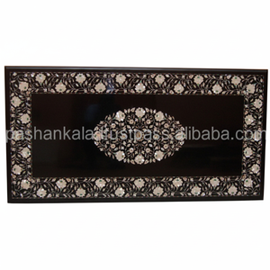 Diseño único de mesa rectangular con incrustaciones de hojas y pájaros en mármol negro puro para decoración del hogar y hoteles. - Product Image 2