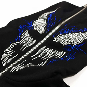 Sweat-shirt à capuche unisexe en molleton avec strass, style streetwear décontracté, 100% coton respirant et imperméable - Product Image 5