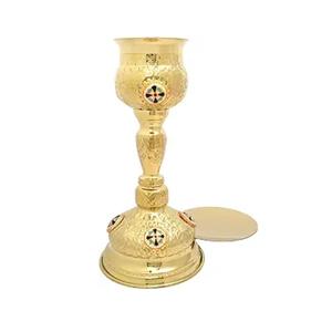 Cáliz de vino de latón de alta calidad con baño de plata para comunión, inspirado en la época medieval, estilo Harry Potter. - Product Image 6