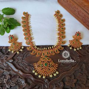 Fine Jewelry Set 1 Gram 24K Gold Plated Necklace & Earrings with Pearls - Product Image 1