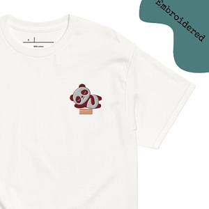 T-shirt noir brodé Panda pour homme, en coton minimaliste, décontracté, à manches courtes et col rond, pour un usage quotidien - Product Image 4