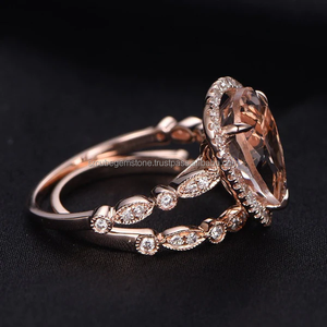ลูกแพร์ตัดหยดน้ําตา Moissanite 14K Rose Goldหมั้นArt Decoเพชรแต่งงานแหวนแต่งงานชุดสําหรับสตรี - Product Image 2