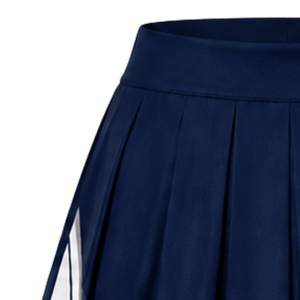 Jupe plissée bleu marine pour cheerleading avec bordure rayée jaune et blanche, uniforme de performance athlétique pour femmes et filles, tenue d'équipe - Product Image 4