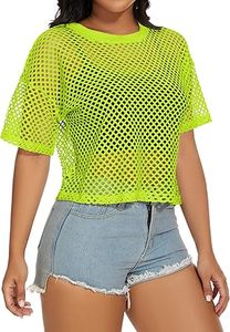 เสื้อยืดตาข่ายเซ็กซี่แบบโปร่งบาง ลดราคา เสื้อครอปไหล่ตก สไตล์ลำลองสำหรับฤดูร้อน เสื้อตาข่ายระบายอากาศได้ดี - Product Image 6