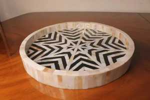 Plateau de service rond en nacre finition brillante pour thé et café, vente en gros, plateau décoratif personnalisé pour la maison, pour ustensiles de cuisine - Product Image 5