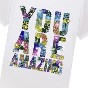 T-shirts pour hommes en tissu toile respirant avec strass OEM, logo personnalisable, manches courtes, coupe classique, col rond, été - Product Image 3