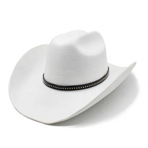 Chapeau de cowboy occidental personnalisé en gros avec ceinture tendance, chapeau Fedora en feutre vintage classique à large bord, nouveau design - Product Image 1