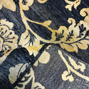 Handknotted Wool Washable Thin Transitional <b>Rug</b> Charcoal <b>Cream</b> <b>Large</b> Floral Vines Low Pile Living Room - Product Image 5