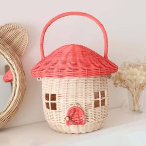 Cestas de ratán de alta calidad para niños, bolso con asa para bebés, cesta decorativa con forma de hongo - Product Image 6