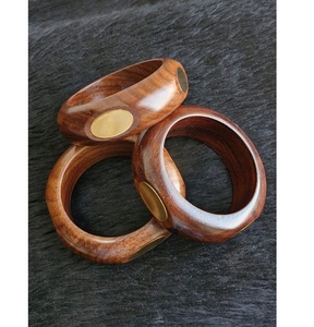 Wholesale Wooden Brass Bangle <b>Bracelet</b> Handmade <b>Boho</b> Style Fashion Jewelry - Product Image 1