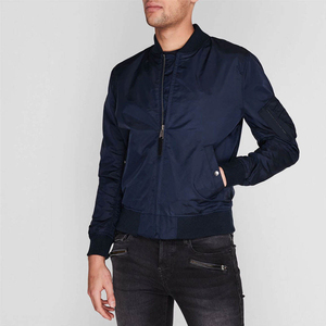 Chaqueta Bomber Azul Marino para Hombre, Cierre de Cremallera, Cuello Alto, Casual, Impermeable, Material de Nailon/Algodón, Ropa de Invierno - Product Image 2