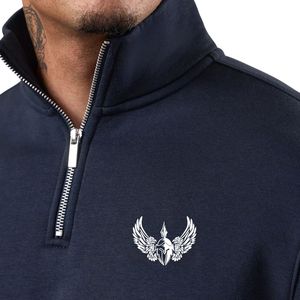 <b>Mens</b> Soft Touch Funnel Neck Pullover <b>Long</b> Sleeve Training Sweatshirt Premium Athletic Fitness Activewear Shirt - Product Image 2