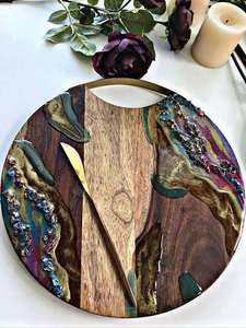Planche de service en résine naturelle, style européen, pour cadeau de mariage, plateau à fromage, plateau de service, planche à découper - Product Image 4