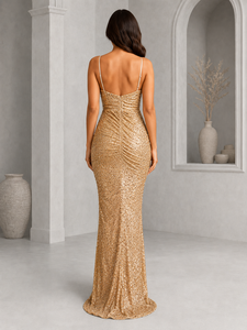 Nuevo Vestido de Verano para Mujer, Estilo Informal, Sin Mangas, Color Dorado, Cintura Natural, Largo hasta el Suelo, Simple, Transpirable y Lujoso - Product Image 4