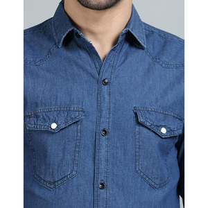 Camisa Casual de Manga Larga para Hombre, 100% Algodón Denim, Color Sólido, Cuello Clásico, Transpirable, Estilo Otoñal - Product Image 3