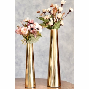 Vase à fleurs en métal noir et or de luxe, vase de sol moderne en métal dégradé, bouteille haute pour mariage, hôtel, table, décoration de la maison - Product Image 6
