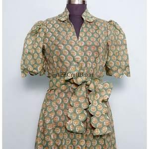 Robe décontractée moderne en coton pour femme, tunique confortable en coton, robe mi-longue à imprimé floral, toucher doux, robe décontractée pour l'été - Product Image 4