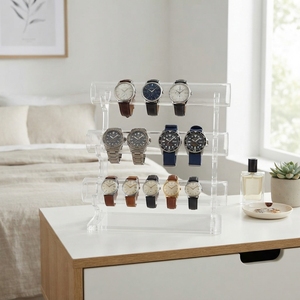 Modern Acrylic Detachable Watch Display Stand Transparent Shelves <b>for</b> Retail Home Use Counter Organizer <b>for</b> Wristwatch - Product Image 1