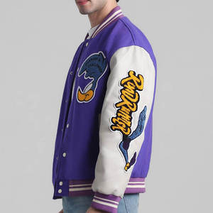 <b>Top</b> Quality Unisex Varsity Jacket Wholesale OEM Leather Baseball Letterman with Chenille Embroidery Streetwear Canvas - Product Image 4