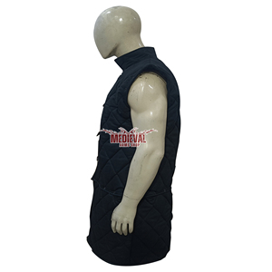 Armadura Aketon Medieval Negra Unisex de Alta Calidad Hecha a Mano con Cuello Alto y Manga Larga, Acolchada de Algodón y Cuero - Product Image 4