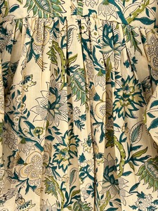 Robe courte en coton à imprimé floral beige et vert, coupe ample, vêtements décontractés pour femmes, tenue de plage, vacances, pique-nique, été - Product Image 5