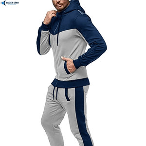 DAIZEN STAR Men's Color Blocking Hooded Tracksuit Full Sleeve Casual Sweatshirt Pants Set Breathable Polyester Autumn Wear - Product Image 2