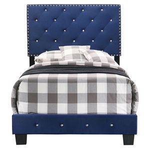 Elegante letto singolo imbottito blu navy - Categoria prodotto - Product Image 2