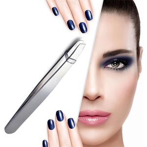 Pinzas profesionales de acero inoxidable con punta inclinada para cejas, herramientas de belleza para depilación de precisión y cuidado de cejas - Product Image 4