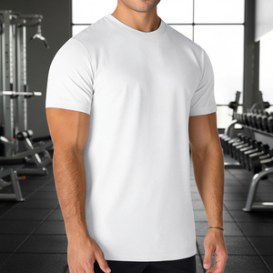 Custom Front Logo Knitted Sporty Blend Spandex/Polyester Workout Sports <b>T</b>-<b>Shirts</b> for <b>Men</b> Blank <b>Muscle</b> Gym Slim <b>Fit</b> Quick Dry - Product Image 3
