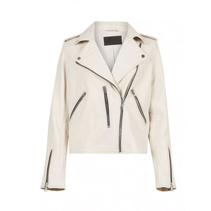 Women's genuine Leather Moto <b>Jacket</b> Solid Color Zipper Closure Full Sleeve Short Length <b>Biker</b> Style Autumn Wear Slim Fit - Product Image 3