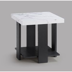 Set da Cocktail Grigio in 3 Pezzi, Tavolino da Caffè con Piano in Finto Marmo Bianco e Due Tavolini Abbinati, Arredamento in Legno per Soggiorno - Product Image 3