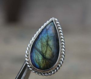 Natural <b>Labradorite</b> <b>Ring</b> 925 Sterling Silver Blue Fire <b>Labradorite</b> Gemstone Jewelry Blue Flash Stone <b>Ring</b> Unique Gift for Her - Product Image 1