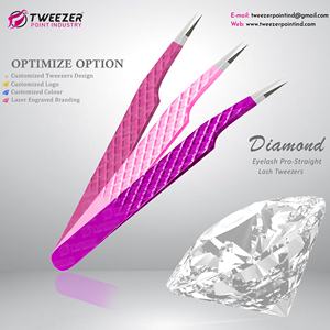 Nouvelle arrivée Custom Made Diamond Grip Pince à épiler d'extension de cils pointus en acier inoxydable Vente en gros avec logo privé - Product Image 4