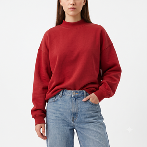 Sweat-shirt oversize à col montant pour femme, en coton doux et molleton brossé, personnalisable, pour fabricants en gros - Product Image 1